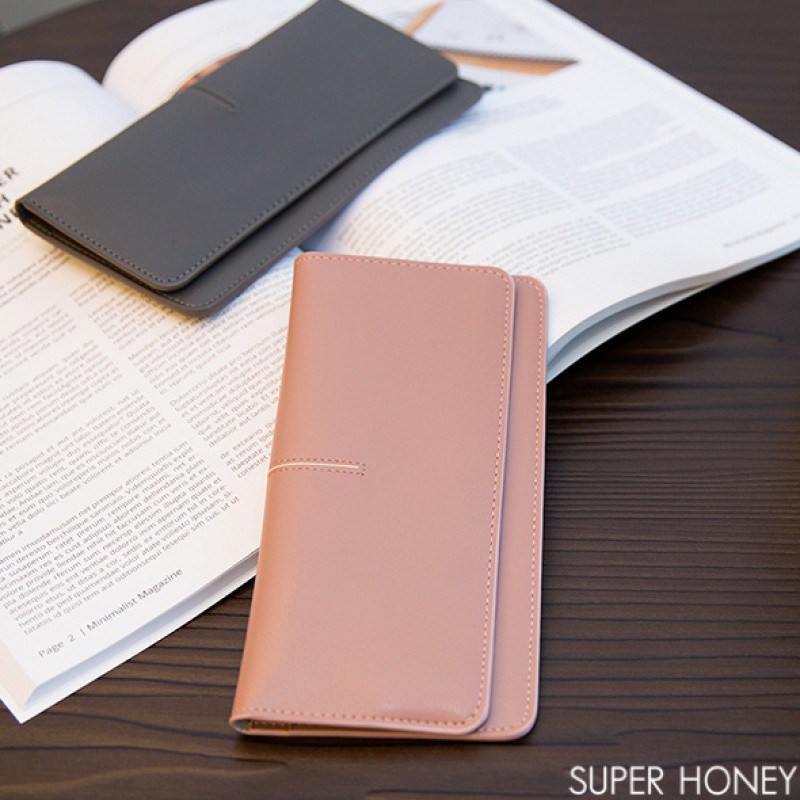 ultra-thin long wallet women 2025 new temperament buckle card space soft leather money clip light luxury models