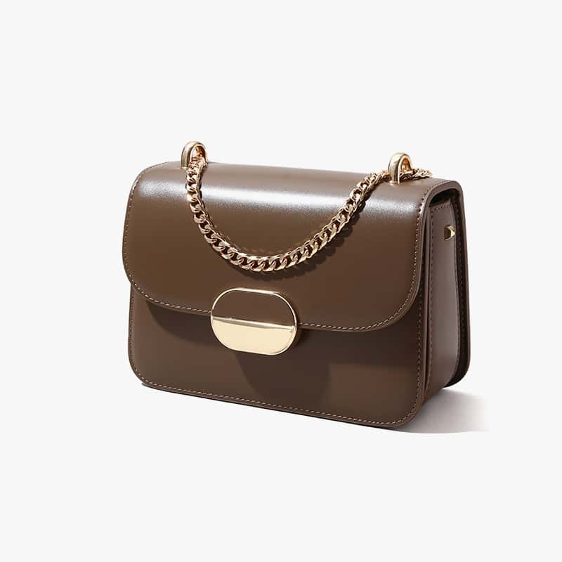 Hong Kong style women's fashion one-shoulder small square bag trendy small bag niche high-end genuine leather messenger bag envelope bag