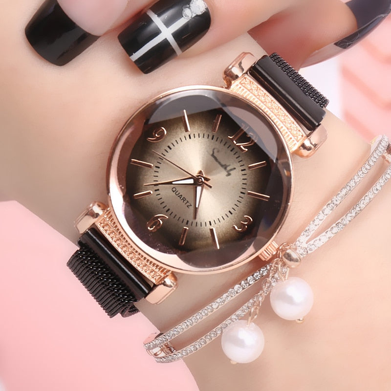 Gradient Dial Milanese Strap Women's Watch