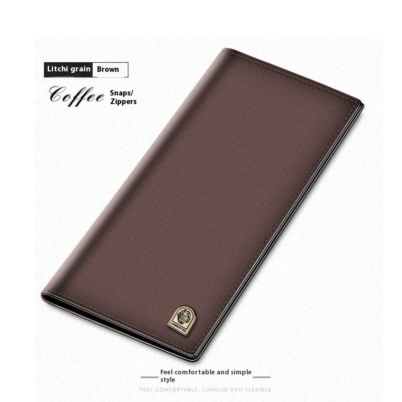 Men's long thin soft leather men's wallet youth wallet head layer cowhide money clip
