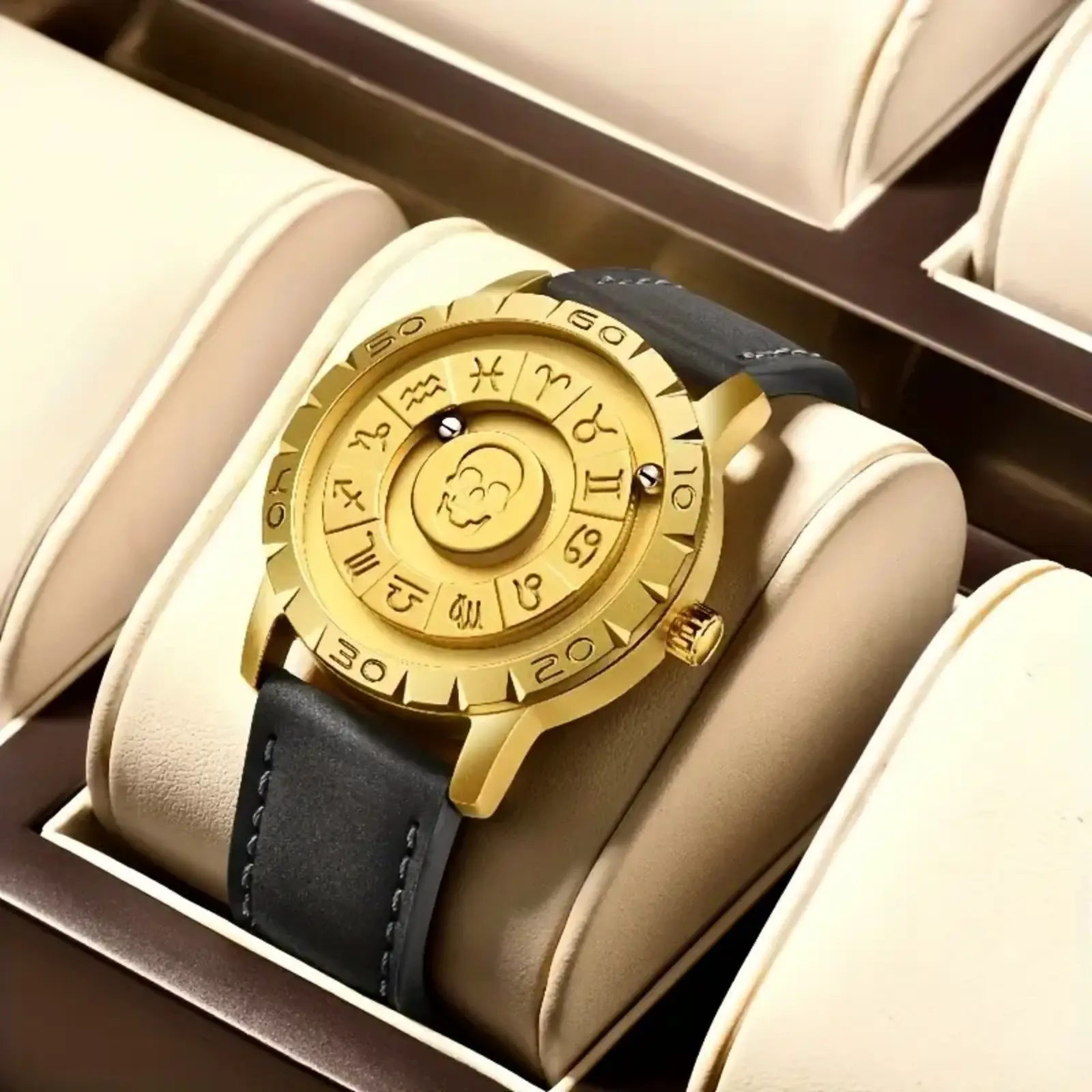 Men's Skull Roman Numeral Quartz Watch