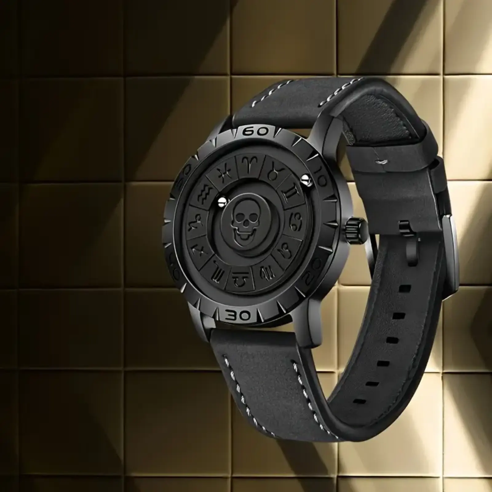 Men's Skull Roman Numeral Quartz Watch